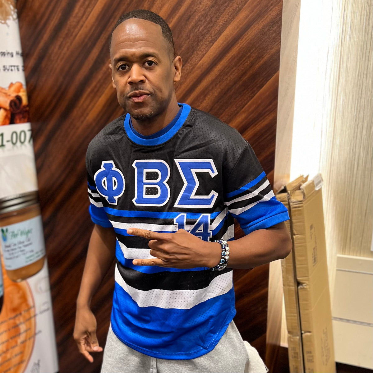 Black Phi Beta Sigma Pinstripe Baseball Jersey L