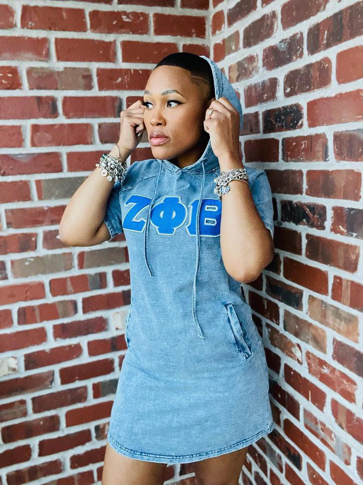 The King Mcneal Collection Zeta Denim Hoodie Dress with Pockets 3XL