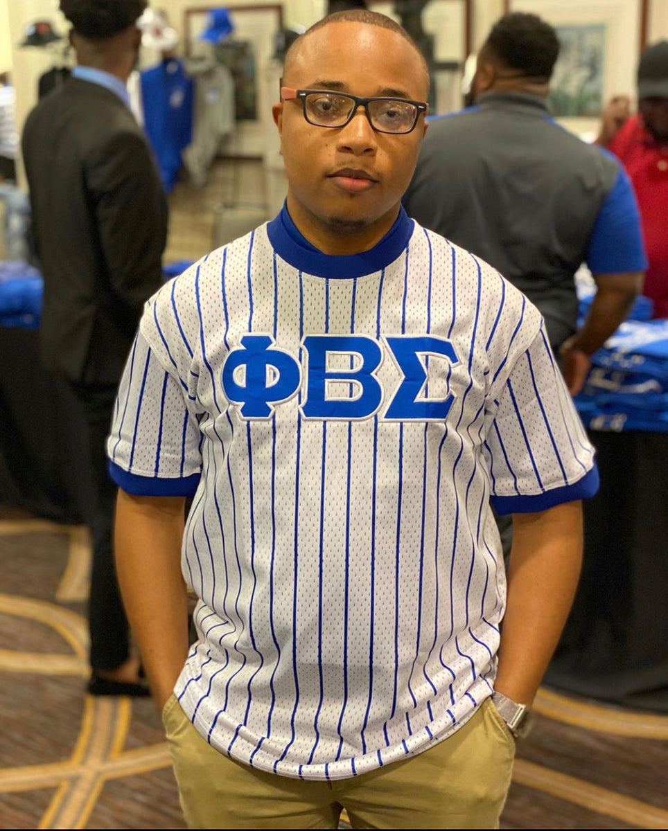 Black Phi Beta Sigma Pinstripe Baseball Jersey L