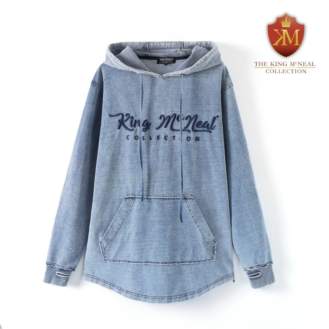 The King Mcneal Collection Zeta Denim Hoodie Dress with Pockets 3XL