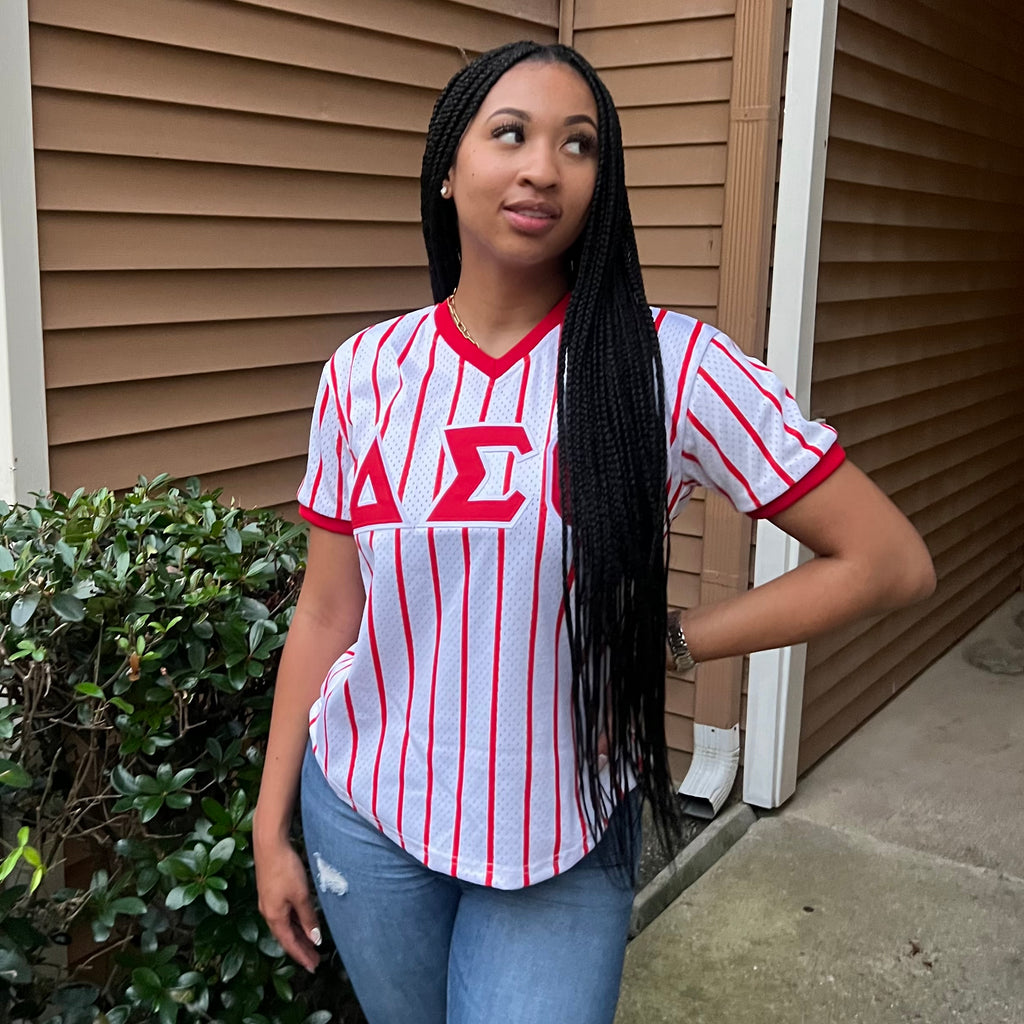 Delta White Pinstripe Baseball Jersey – The King McNeal Collection