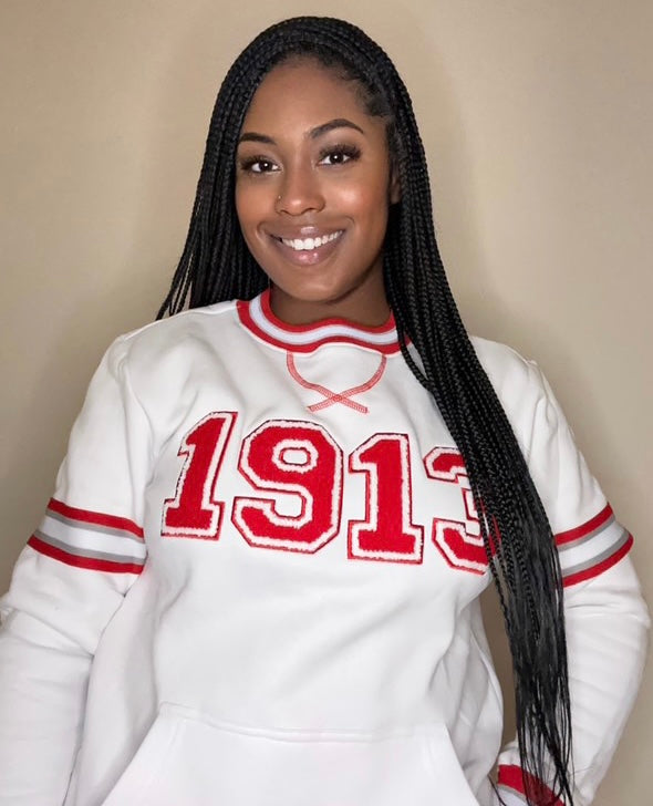 Delta White 1913 Chenille Crewneck