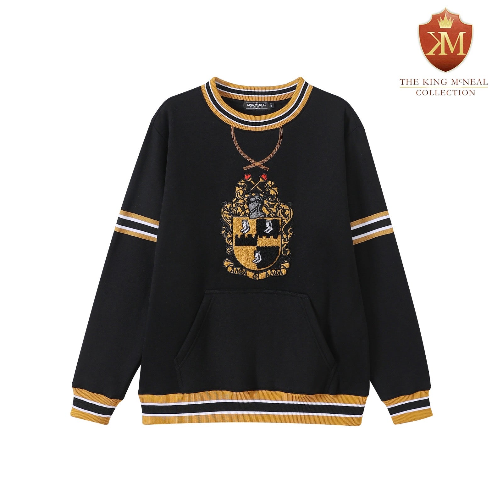 Alpha Black Crest Chenille Crewneck