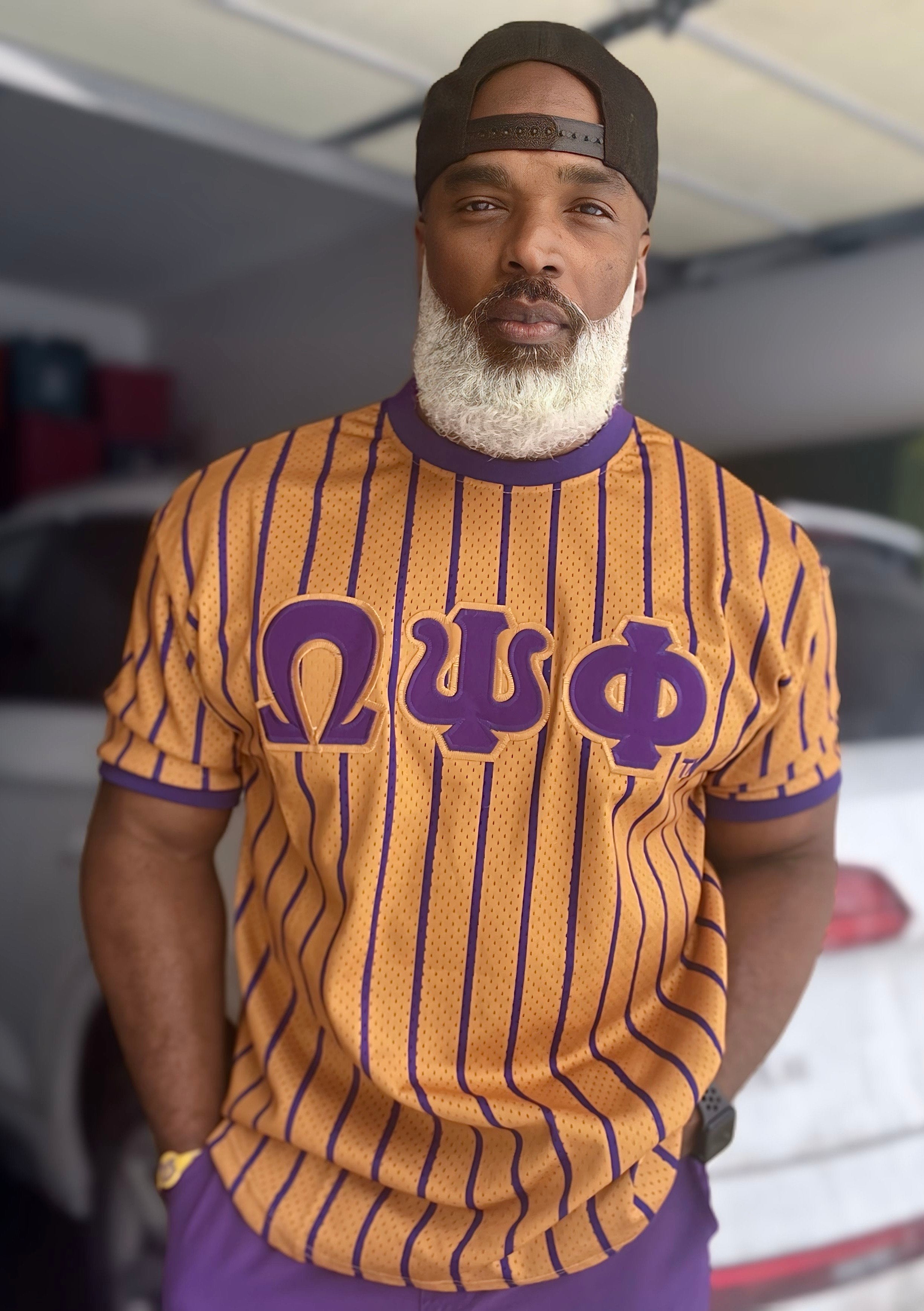 Omega Gold Pinstripe Baseball Jersey