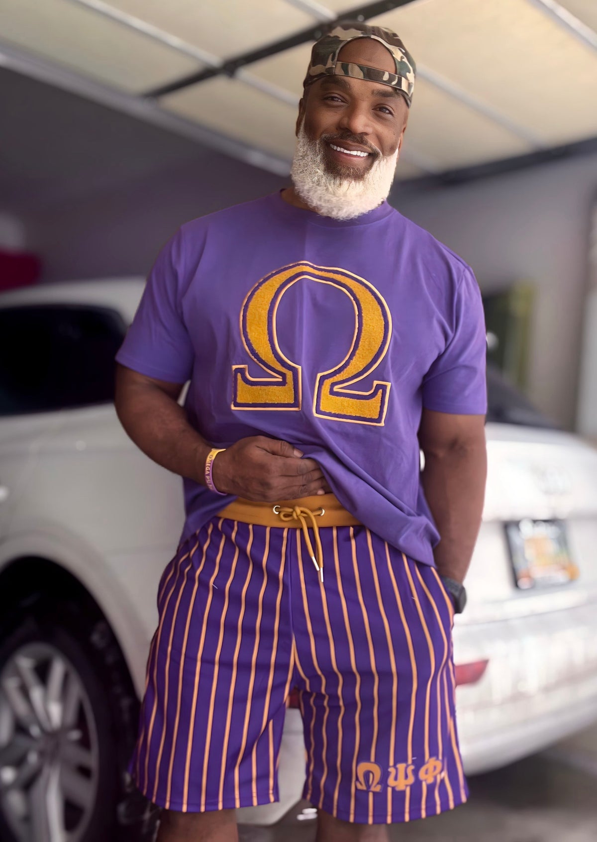 Omega Purple Pinstripe Baseball Shorts