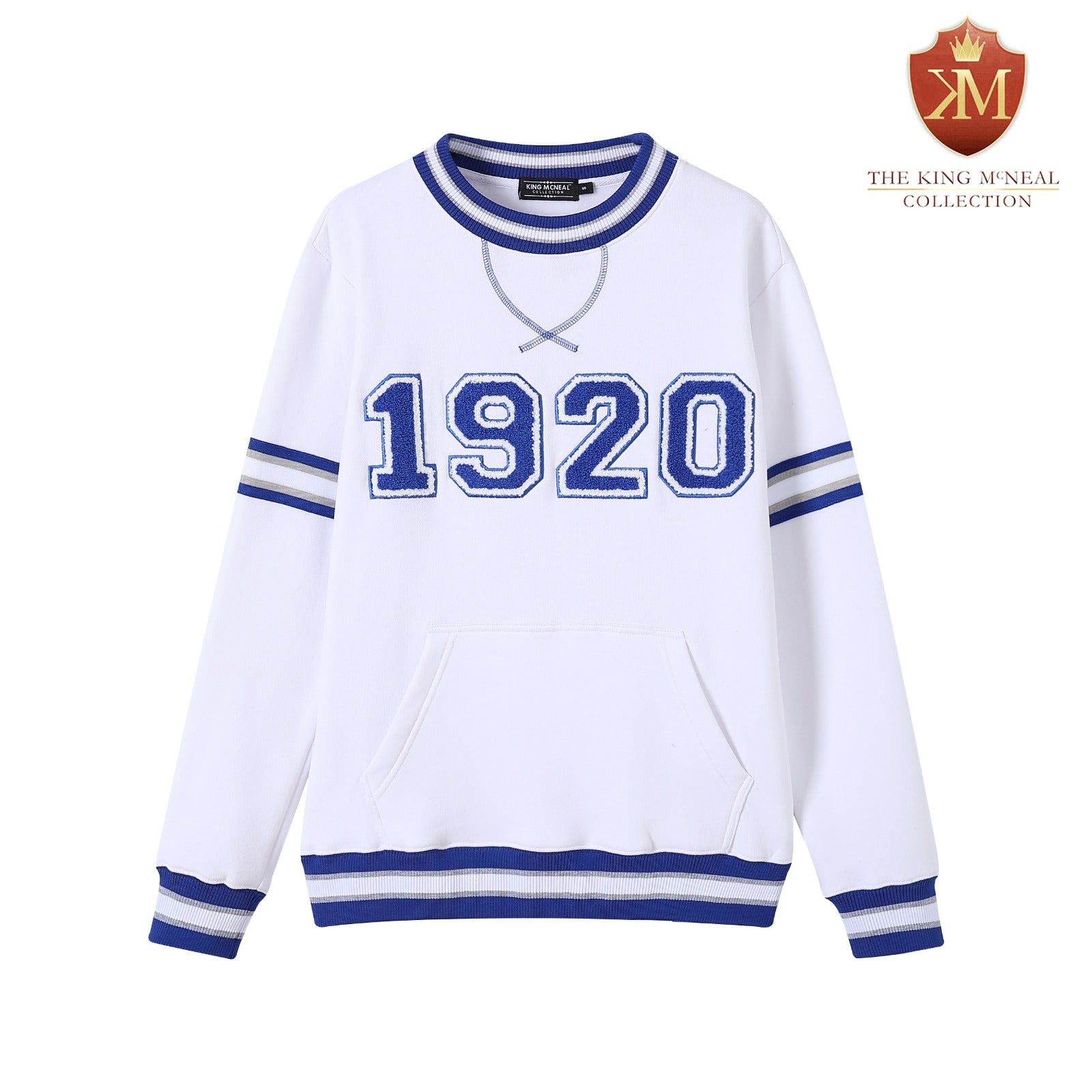 1920 White Striped Chenille Crewneck (Unisex Size)