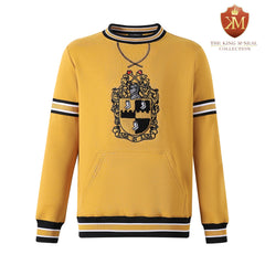 Alpha Gold Stripe Crest Chenille Crewneck