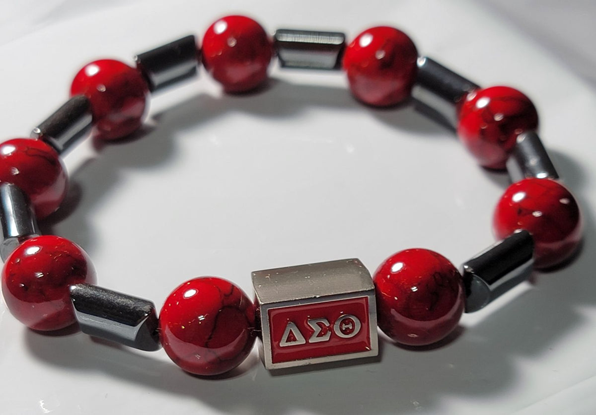 Delta Red and Hematite Rec Bracelet