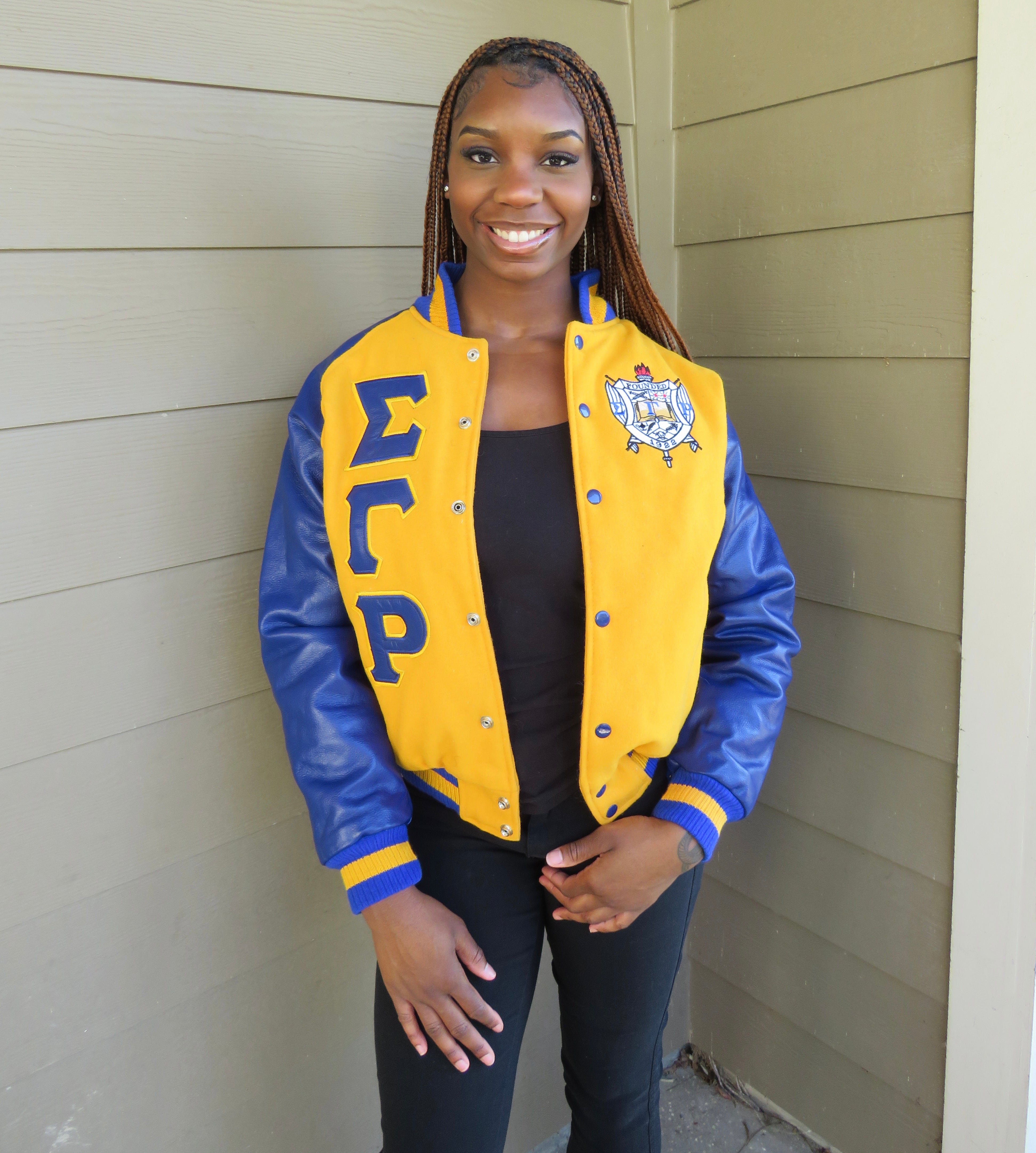 SGRho Gold Wool and Leather Letterman Jacket