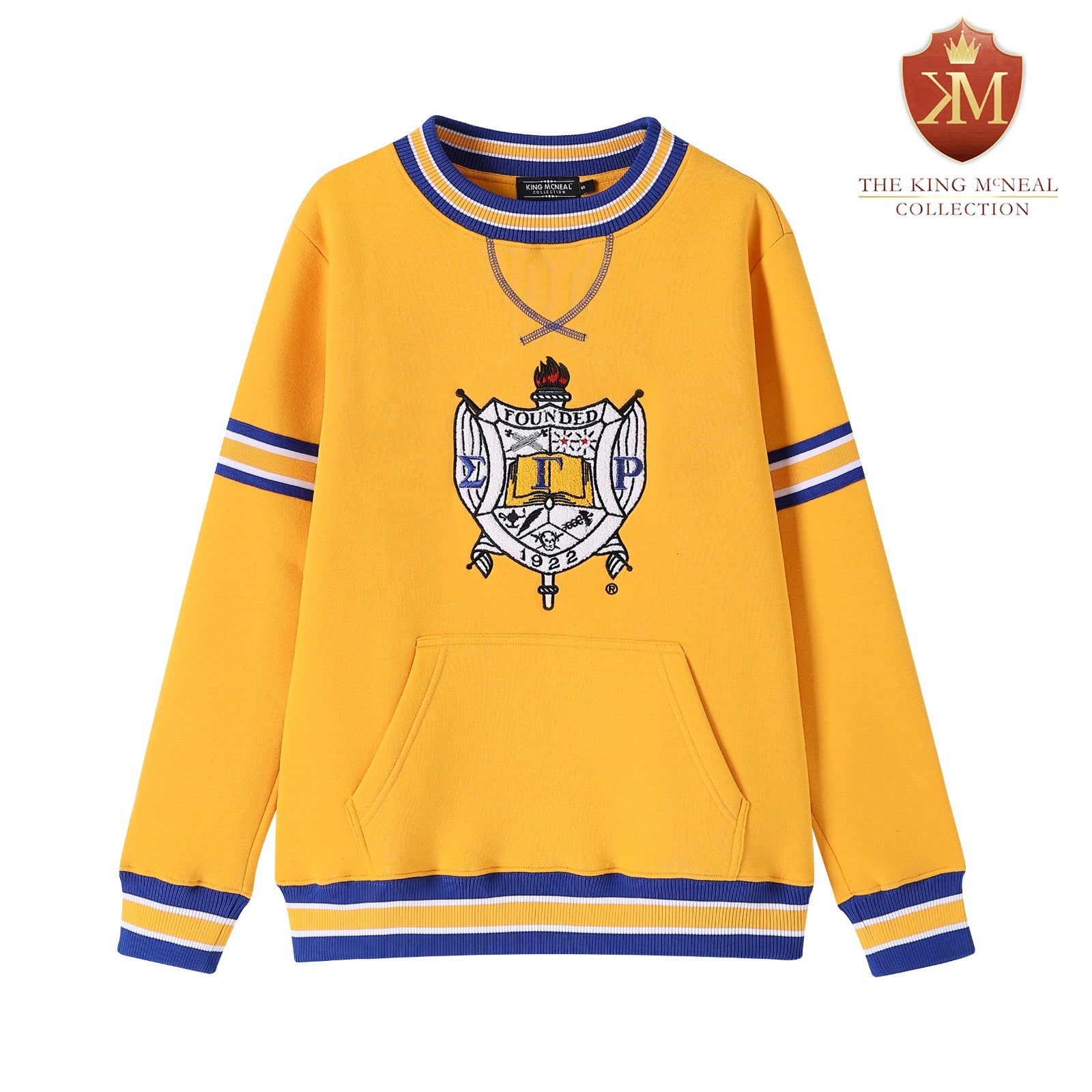 SGRho Gold Crest Chenille Pocket Crewneck