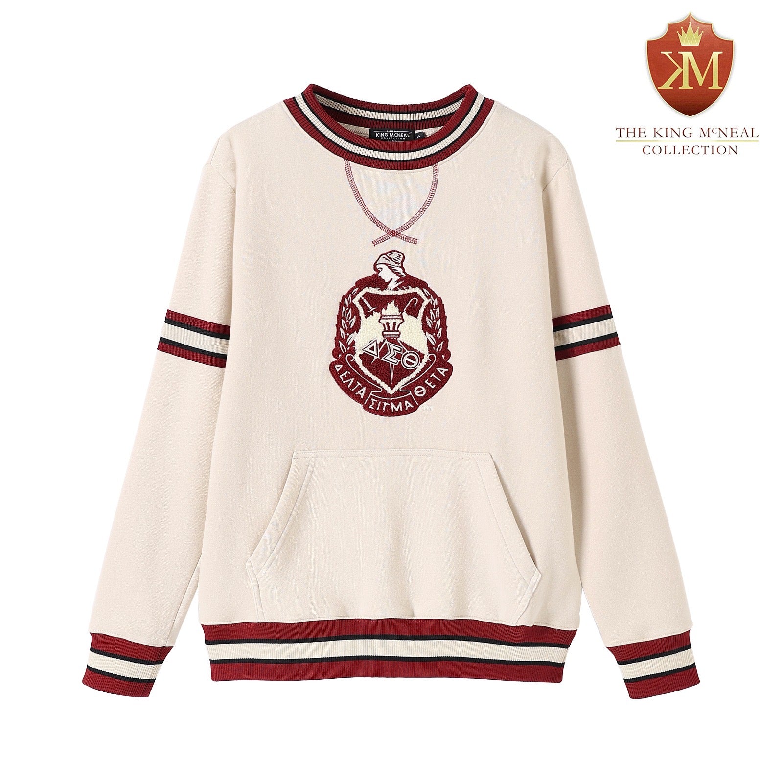 DST Crimson & Cream Crest Pocket Chenille Crewneck