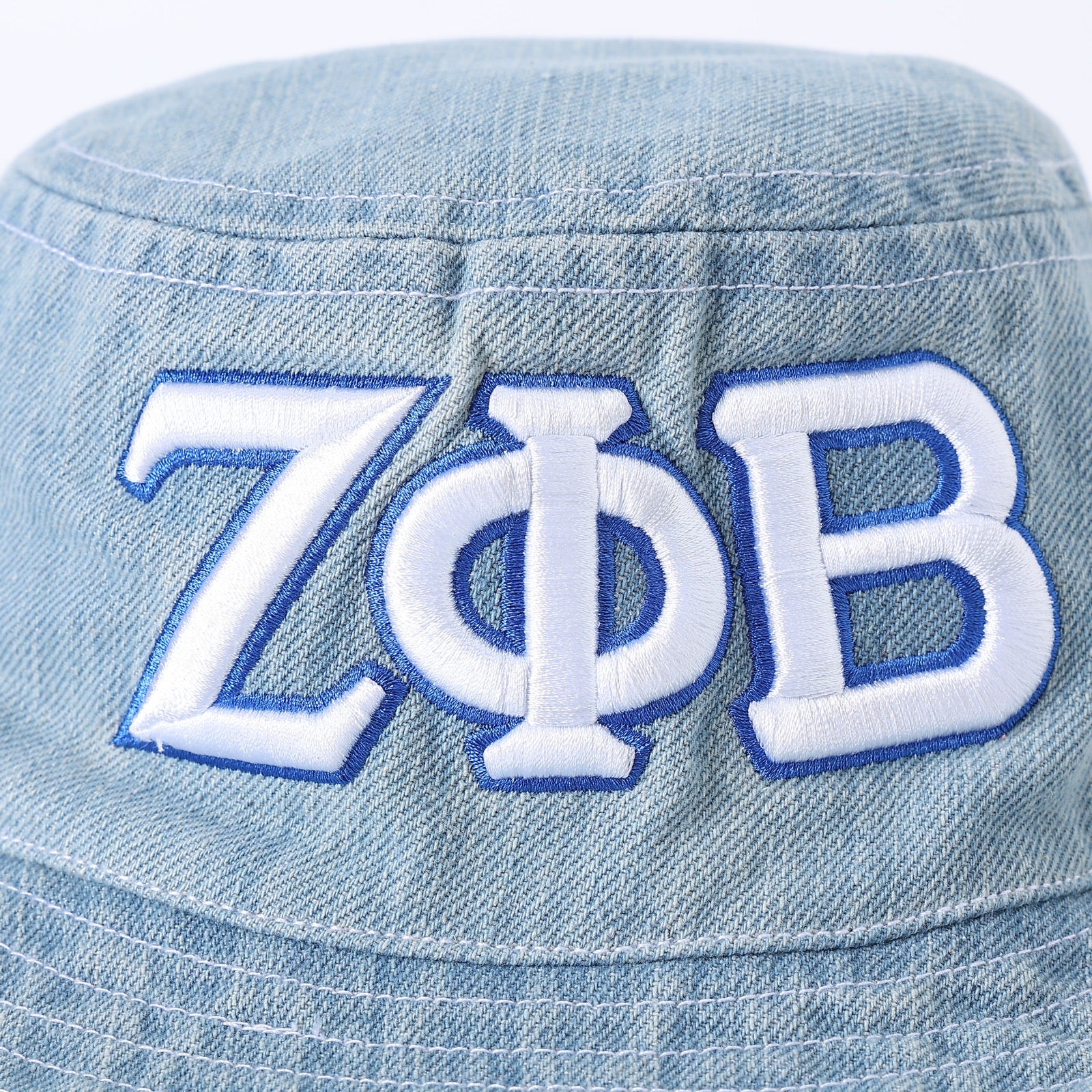 Zeta Denim White Letter Boonie Hat