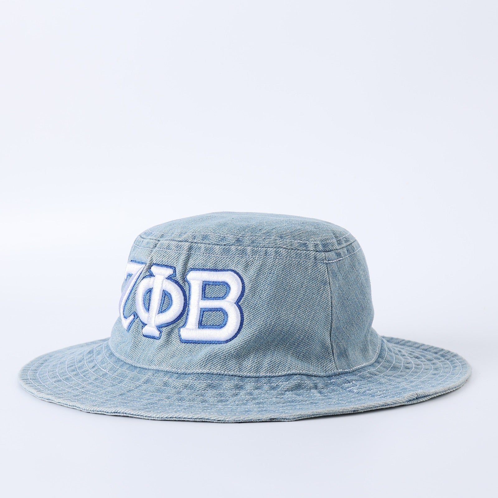 Zeta Denim White Letter Boonie Hat