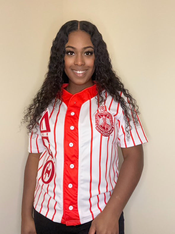 Delta White Button Up Baseball Jersey