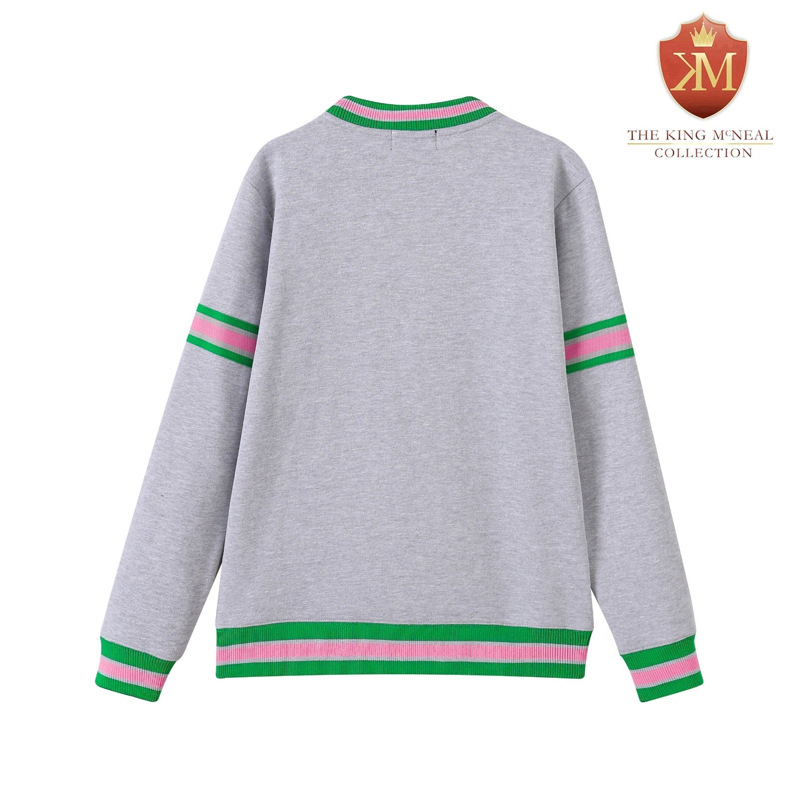 AKA Grey Stripe Crest Chenille Crewneck (Unisex Size)