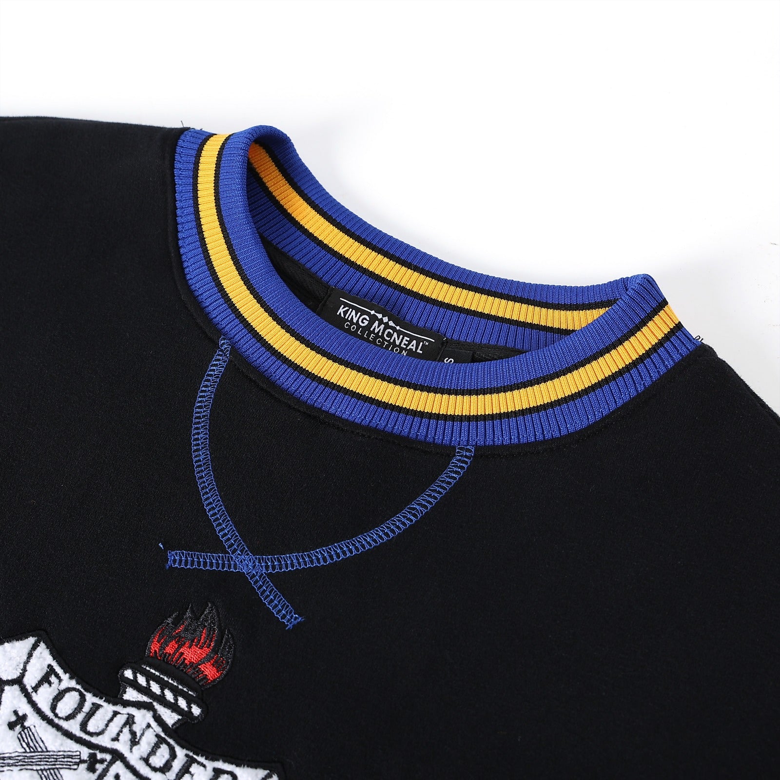 SGRho Black Crest Chenille Pocket Crewneck