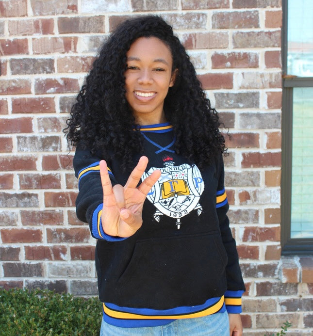 SGRho Black Crest Chenille Pocket Crewneck