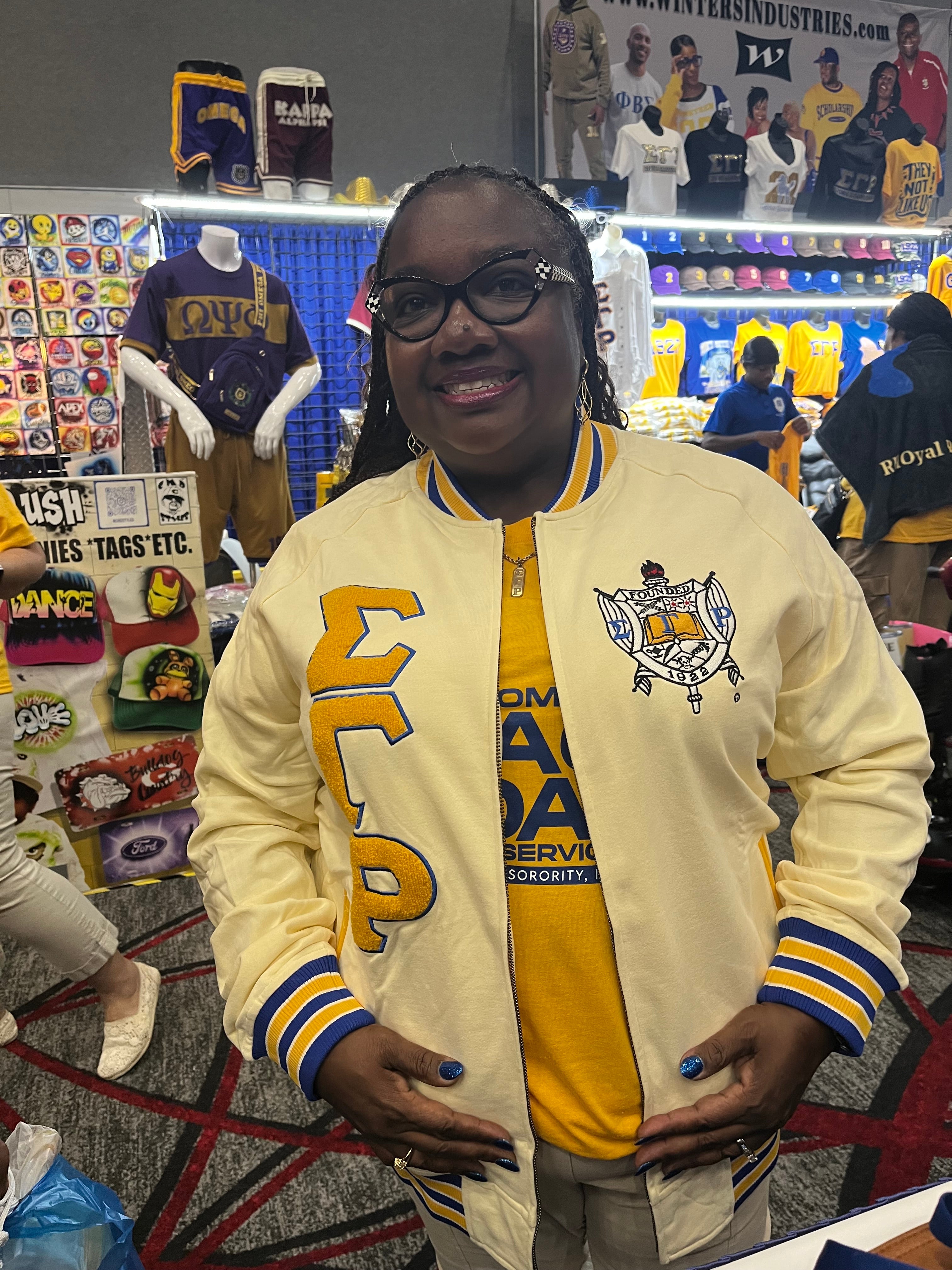 SGRho Cream Fleece Varsity Jacket