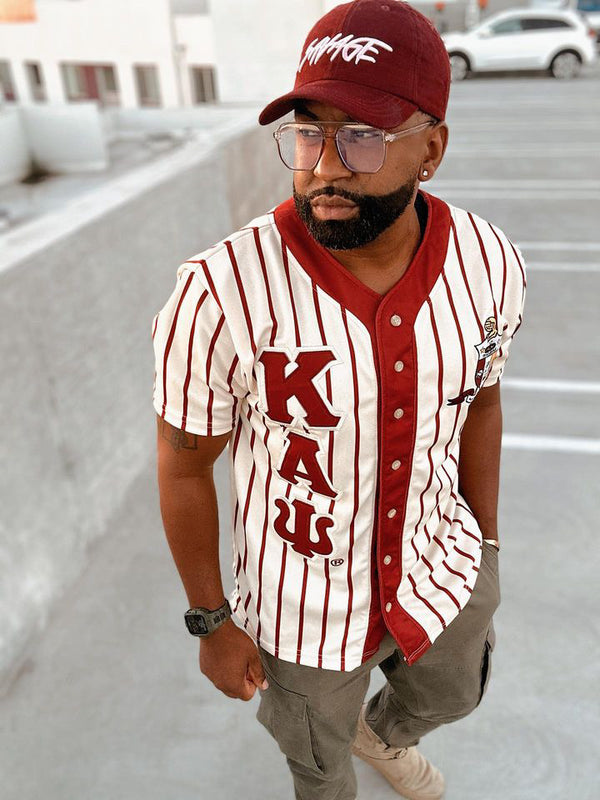 Kappa Pinstripe Button Up Baseball Jersey 3XL