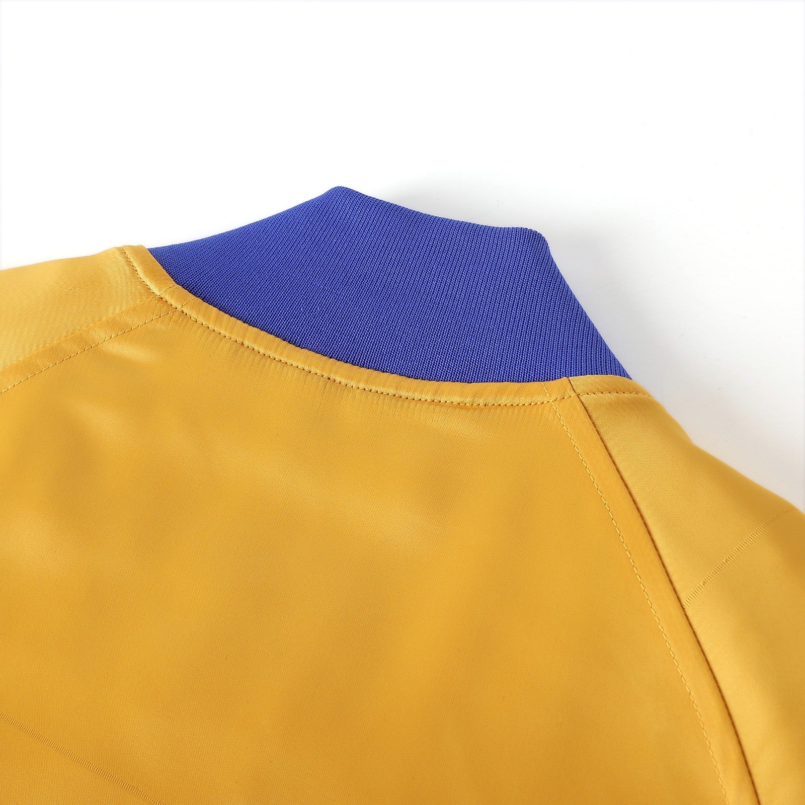 SGRho Gold Satin Bomber Jacket Custom Ribbon And Lining