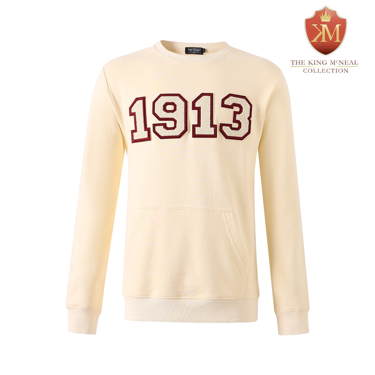 DST 1913 Crimson & Cream Crest Pocket Chenille Crewneck – The King ...