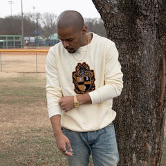 Alpha Neutral Chenille Crest Pocket Crewneck