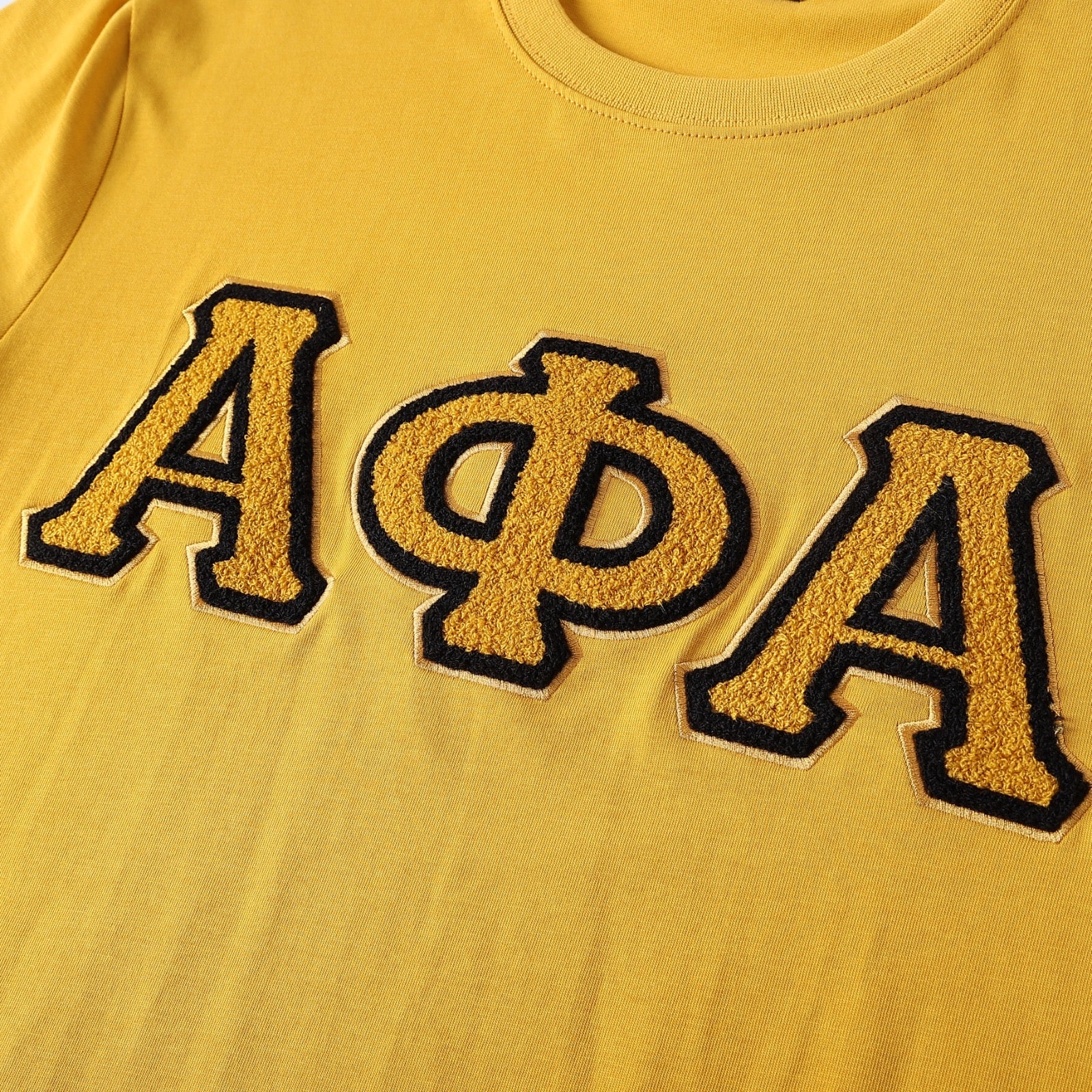 Alpha Premium Old Gold Chenille letter T-Shirt