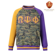 Omega Camo Opposite Sleeve Letter Chenille Crewneck