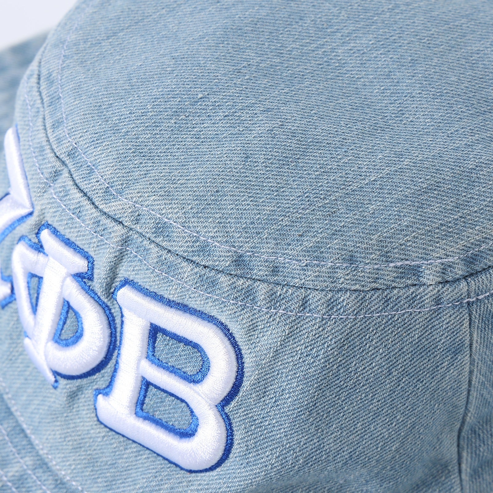 Zeta Denim White Letter Boonie Hat