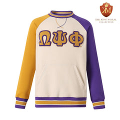 Omega Opposite Sleeve Letter Chenille Crewneck