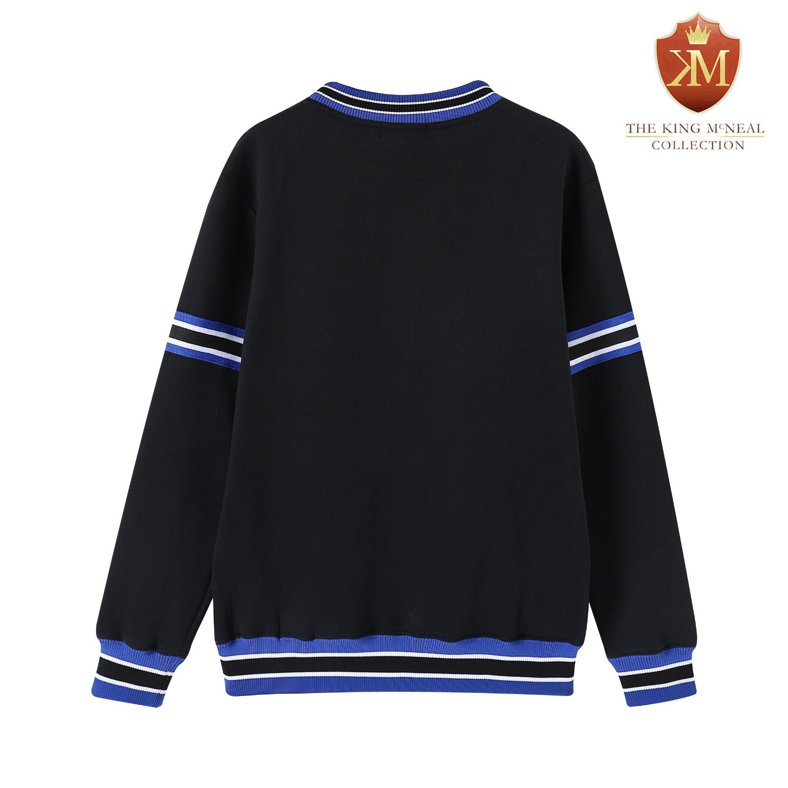 Zeta Black Striped Crest Chenille Crewneck (Unisex Size)