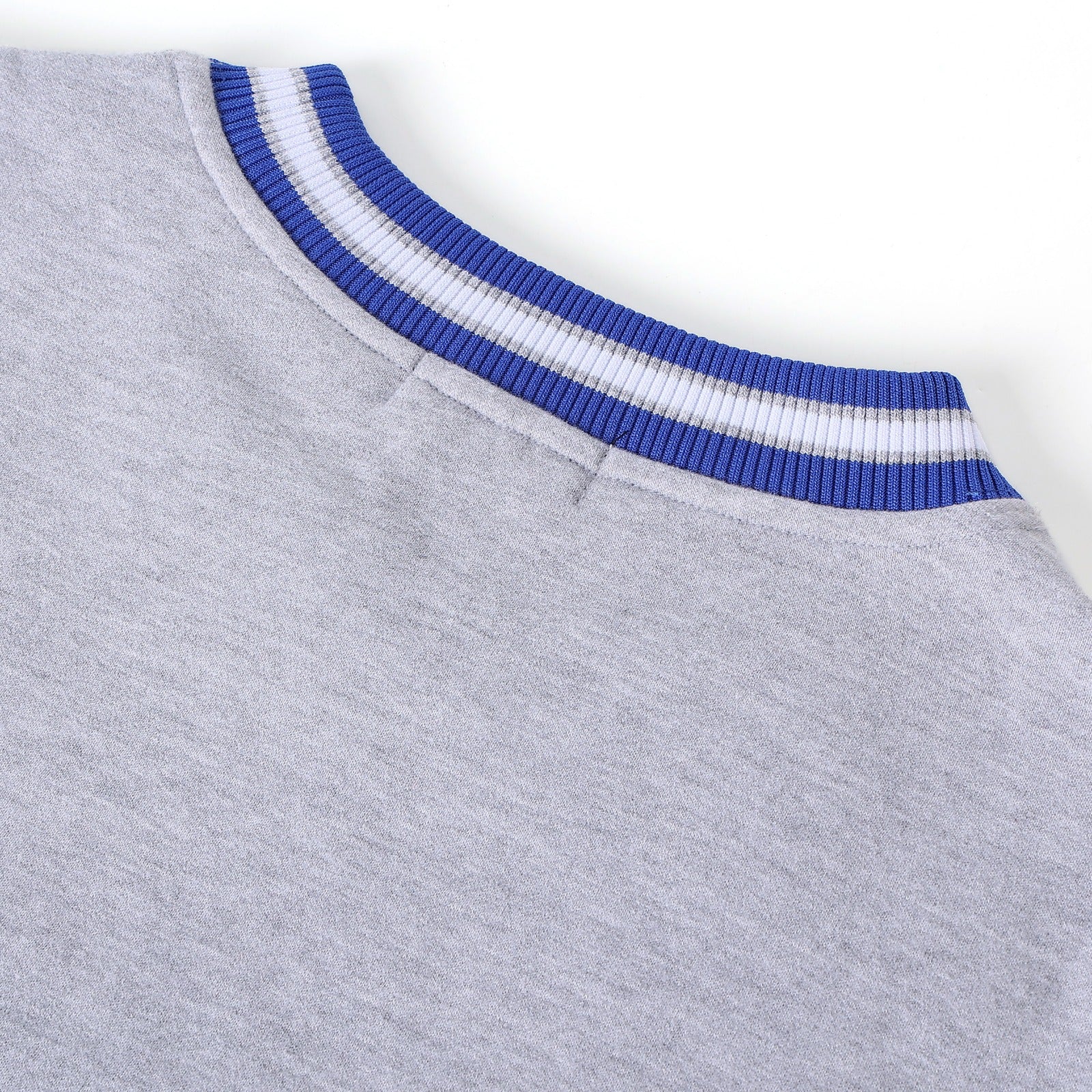 Zeta Grey Striped Crest Chenille Crewneck (Unisex Size)