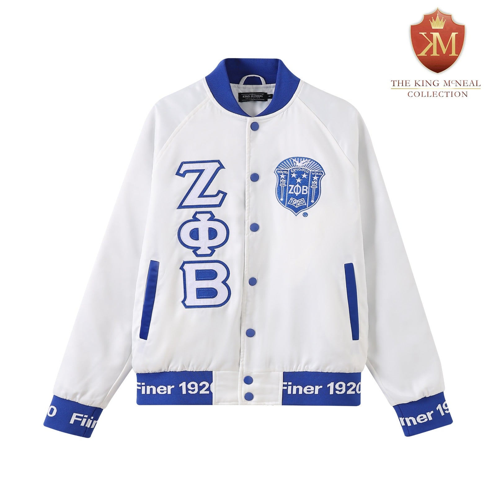 Zeta White Satin Bomber Jacket Custom Ribbon And Lining