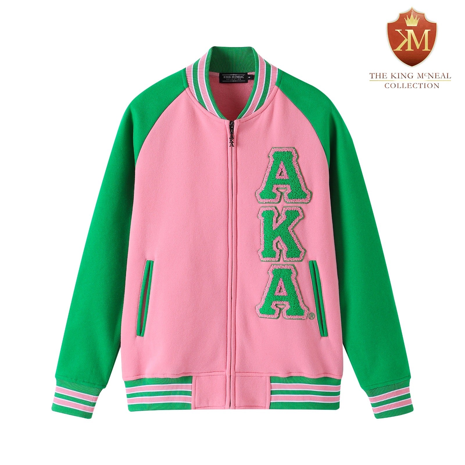 AKA Pink Fleece Letterman Jacket (Unisex Size)