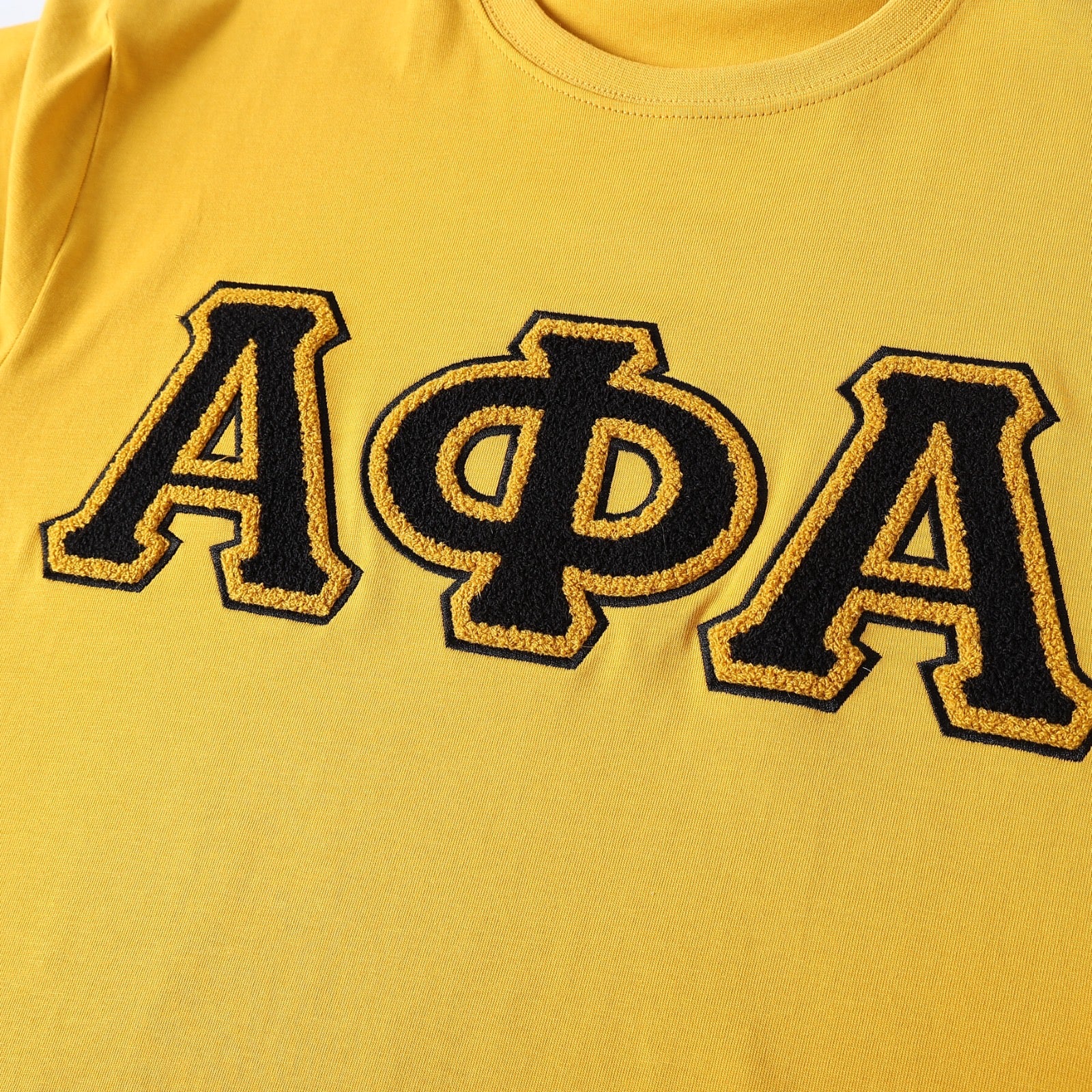 Premium Alpha Old Gold Chenille Black letter T-Shirt