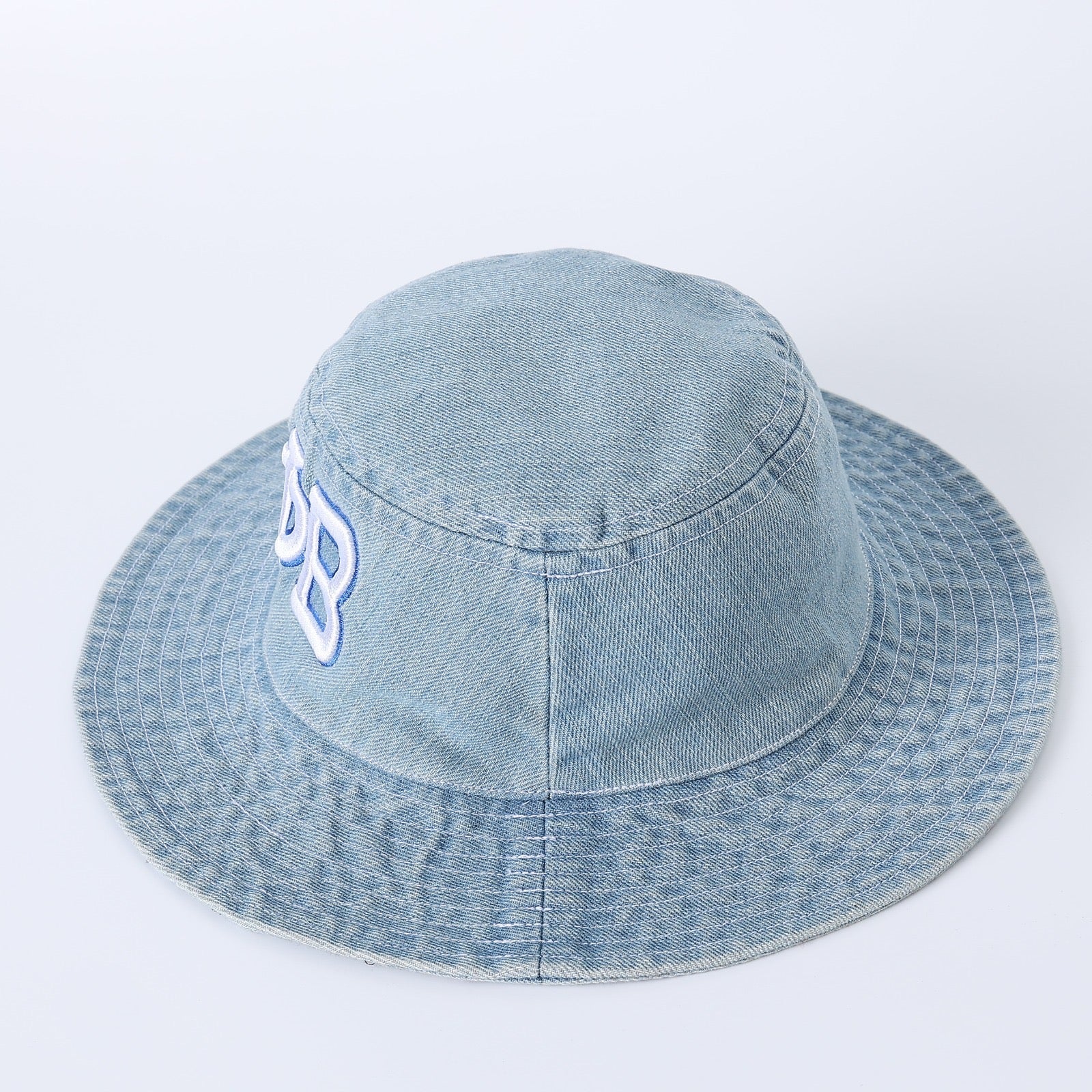 Zeta Denim White Letter Boonie Hat