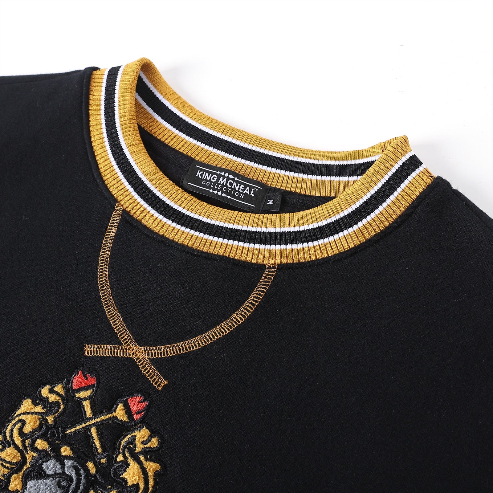 Alpha Black Crest Chenille Crewneck