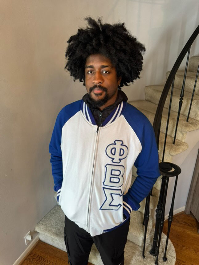 PBS White Varsity Fleece Jacket