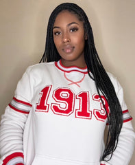 Delta White 1913 Chenille Crewneck