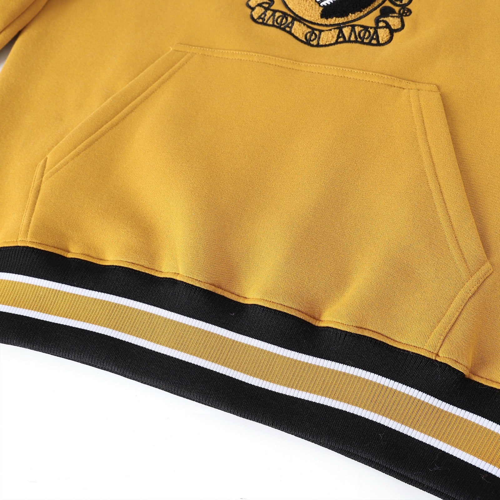 Alpha Gold Stripe Crest Chenille Crewneck