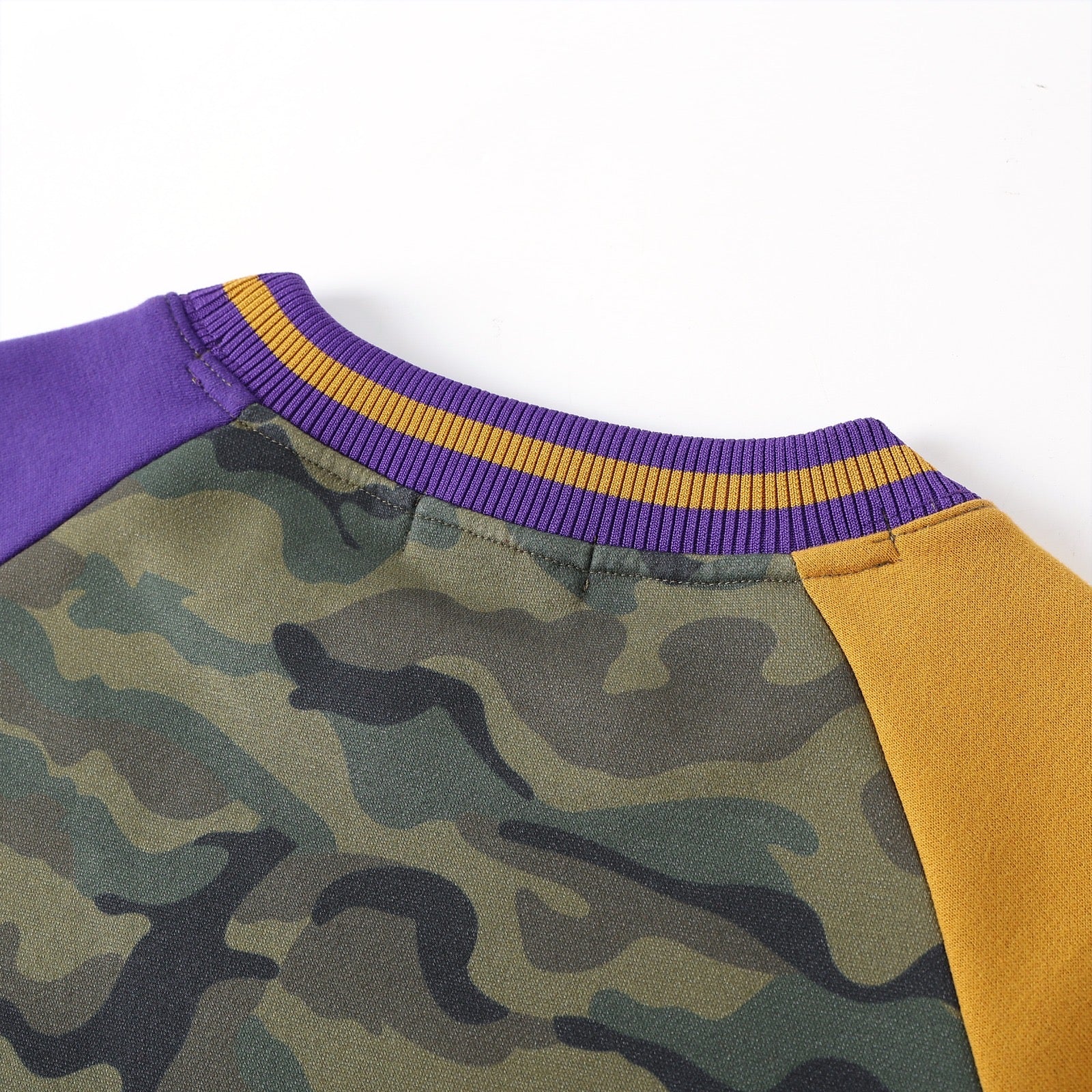 Omega Camo Opposite Sleeve Letter Chenille Crewneck