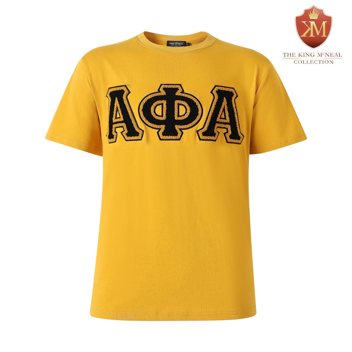 Premium Alpha Old Gold Chenille Black letter T-Shirt