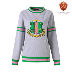 AKA Grey Stripe Crest Chenille Crewneck (Unisex Size)