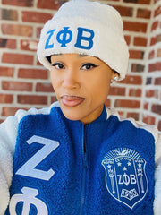 Zeta White Sherpa Beanie Hat