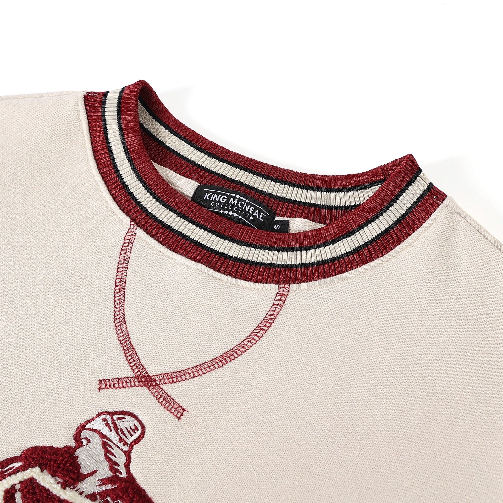 DST Crimson & Cream Crest Pocket Chenille Crewneck