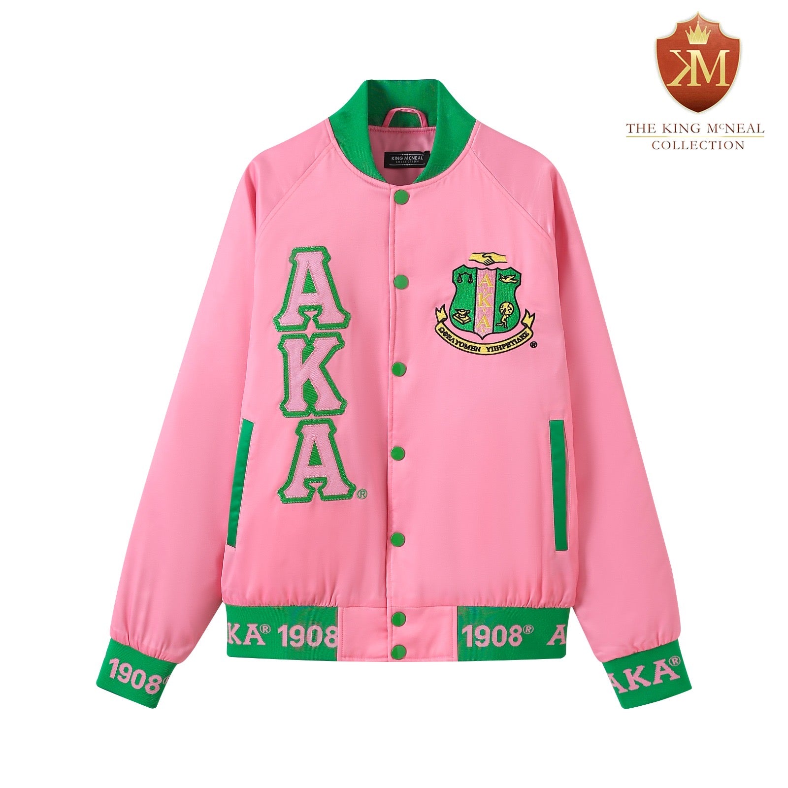 AKA Pink Satin Bomber Jacket Custom Ribbon And Lining