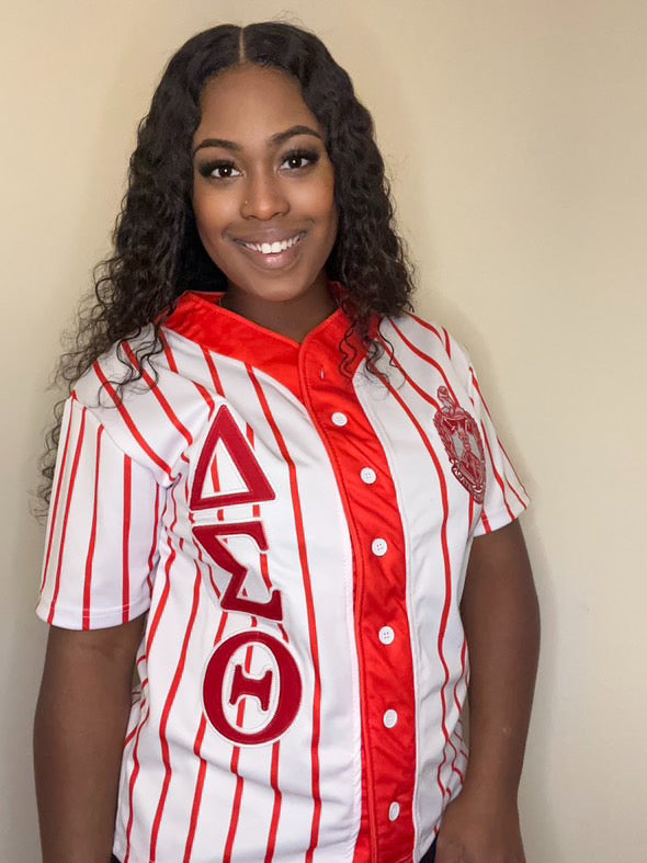 Delta White Button Up Baseball Jersey