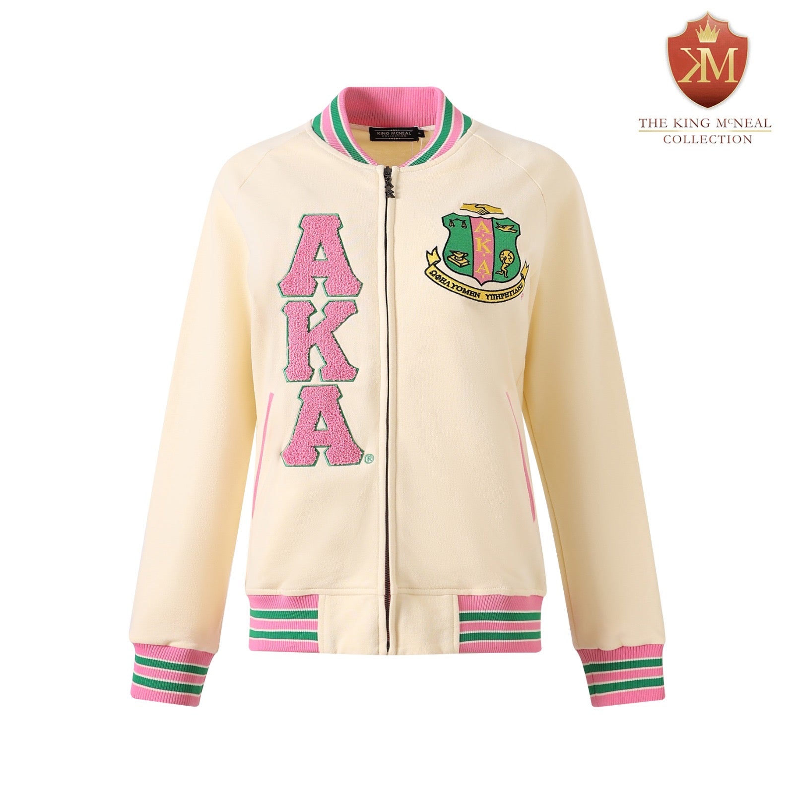 AKA Cream Fleece Letterman Jacket (Unisex Size)