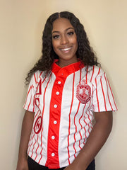 Delta White Button Up Baseball Jersey