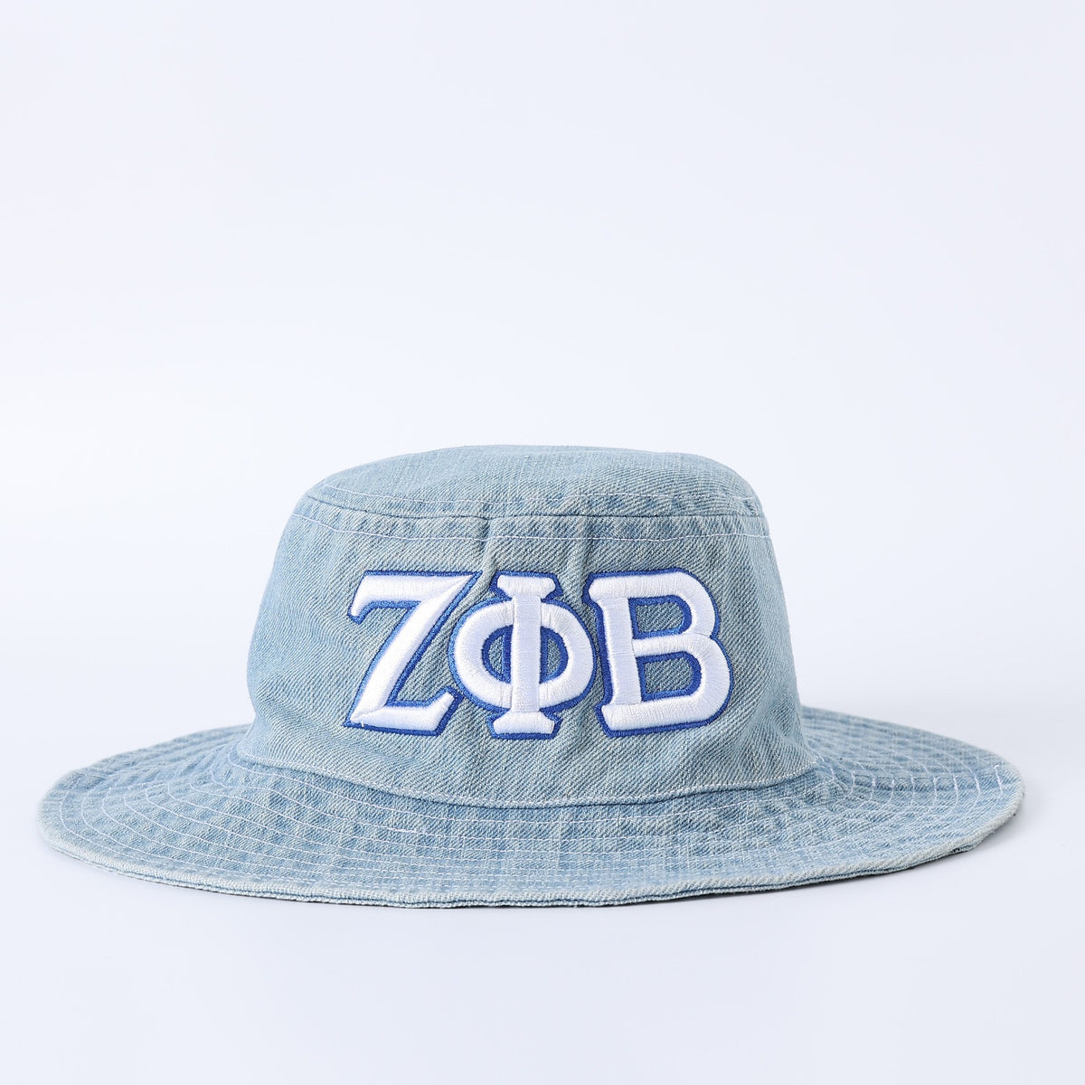 Zeta Denim White Letter Boonie Hat